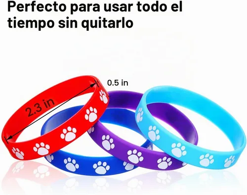 Vista 3 de Gejoy Sumind - 48 pulseras de goma con estampado de patas, recuerdos de fiesta de perro, multicolor