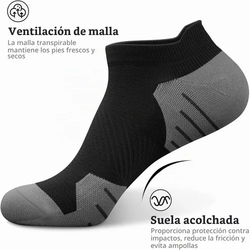 Vista 5 de PAPLUS Ankle Compression Socks for Women Running Socks With Arch Support negro (6 pares)