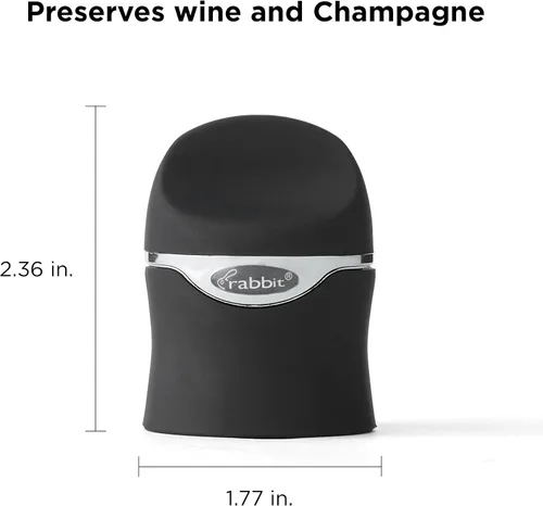 Vista 2 de Metrokane sellador de terciopelo para champán y vino, Negro
