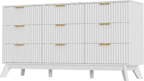Vista 9 de JUMMICO Cómoda acanalada para dormitorio con 9 cajones, cómoda de 57