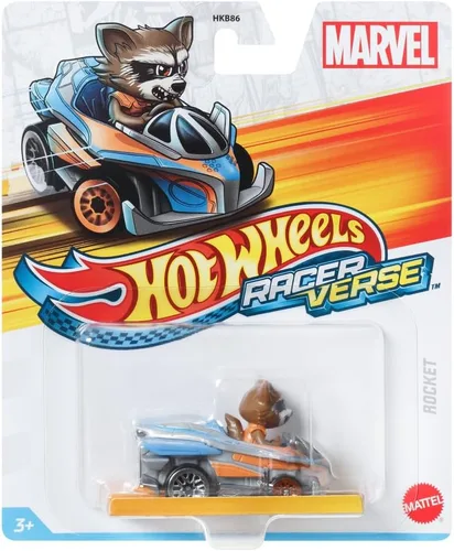 Vista 6 de Hot Wheels RacerVerse - Vehículo fundido a presión con conductor de mapache cohete escala 1:64