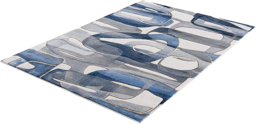 Vista 9 de Abani Rugs Regal REG130A - Alfombra lavable con círculos asimétricos, color azul y gris
