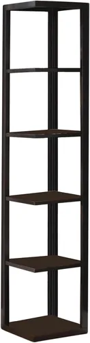 Vista 2 de King's Brand - Estantería esquinera de madera de 5 niveles, acabado espresso