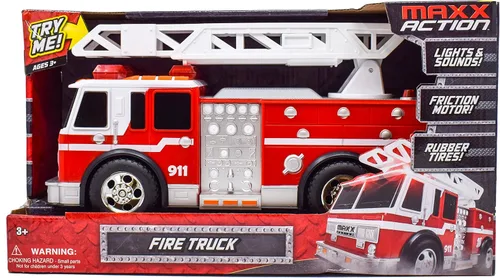 Vista 2 de Sunny Days Entertainment Maxx Action 12’’ Gran camión de bomberos – Vehículo con luces y sonidos con escalera extensible Accionamiento motorizado