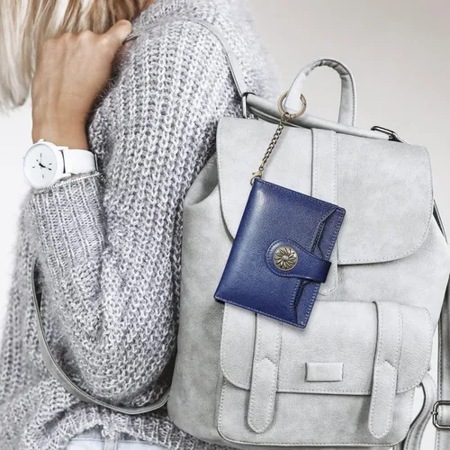 Vista 8 de Travelambo Rfid Wallet - Cartera de cuero para mujer, Azul profundo, Moda