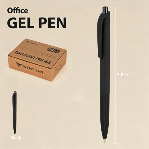 Vista 16 de WY WENYUAN Bolígrafos a granel, paquete de 30 bolígrafos negros de bola (punta media de 1.0 mm) - Bolígrafos de escritura suave sin manchas tipo