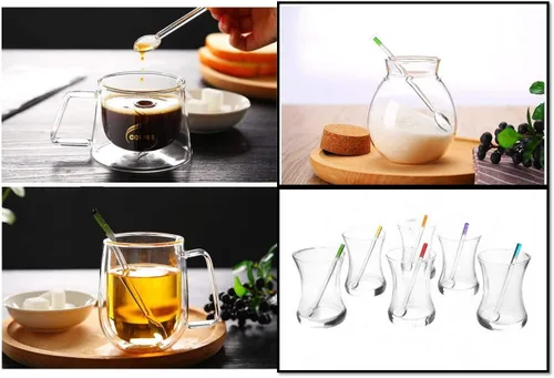 Vista 2 de Demitasse - Cucharas de café expreso, mini cuchara de café, cucharas pequeñas de vidrio de 4.33 pulgadas para té, cuchara mezcladora de varilla