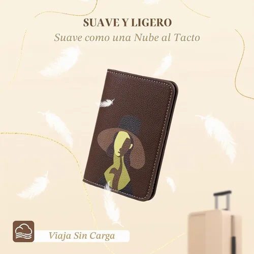 Vista 2 de Lychii Soporte para pasaporte, billetera de viaje con bloqueo RFID, funda Chocolate