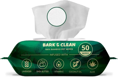 Vista 10 de Bark & Clean Toallitas de bambú para limpieza y desodorización – 8.5 x 9 pulgadas 110 toallitas hipoalergénicas compostables para mascotas