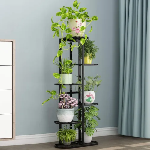 Vista 4 de Moutik - Soporte vertical para macetas de jardín, 6 niveles para 7 macetas, estantería múltiple para plantas