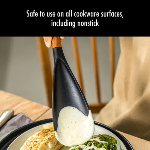 Vista 3 de STAUB Cuchara de espátula multifunción, ideal tanto para cocinar como para servir, silicona negra mate duradera sin BPA y cucharón de sopa, perfecto