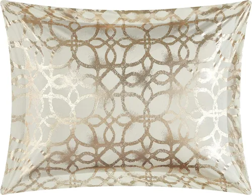 Vista 3 de Chic Home Shefield 4 Piece Comforter Set Geometric Gold Tone Metallic Lattice Pattern Print Bedding - Decorative Pillows Sham Included, Twin Beige