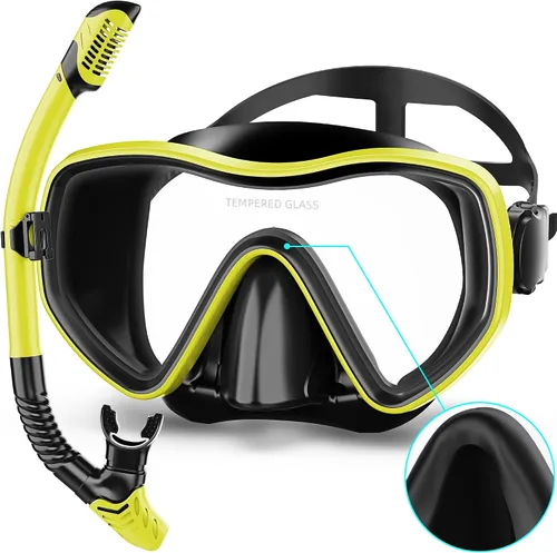 Vista 11 de Snorkeling Gear for Adults, Dry Snorkel Set 180° Panoramic Wide View Anti-Fog Scuba Diving Mask, Professional Snorkel Gear for Free Breathing