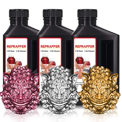 Vista 9 de RepRapper Resina para impresora 3D, 405nm Cambio de color de curado rápido UV, paquete de resina estándar de 1kg, resina de fotopolímero