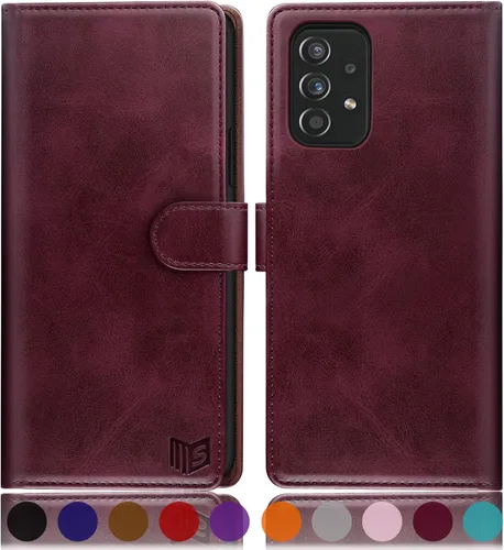 Vista 10 de SUANPOT Funda de cuero tipo cartera para Samsung Galaxy A53 5G con tarjetero RFID con tapa para teléfono con tapa folio libro a prueba de golpes