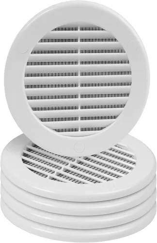 Vista 23 de Paquete de 10 cubiertas redondas de ventilación de aire de 4 pulgadas – Deflector de ventilación de aire Soffit de plástico blanco con malla