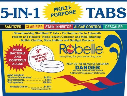 Vista 3 de Robelle tabletas de cloro multipropósito 5 en 1 de 3"., Blanco