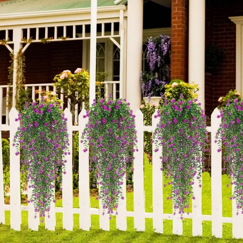 Vista 6 de Toprooms Plantas colgantes falsas, plantas colgantes artificiales, plantas falsas, hiedra sintética, enredadera, plantas colgantes de pared, estante