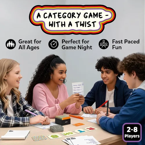 Vista 2 de Skillmatics Juego de mesa y cartas: juego de primera a 5, categoría con un toque, perfecto para fiestas, familia, noche de juegos, pensamiento