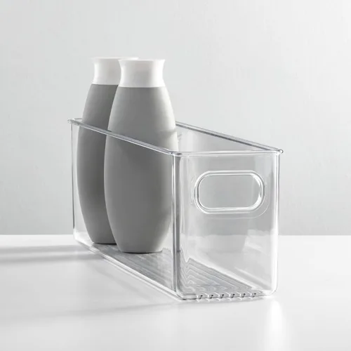 Vista 2 de mDesign Contenedores de almacenamiento de plástico para baño con asas, para armario, gabinete, tocador, organización de estantes de armario