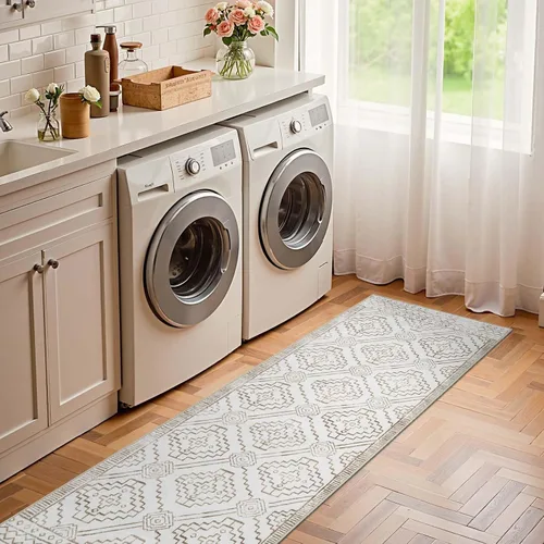 Vista 323 de jinchan Alfombra marroquí de pasillo 2x6 - Alfombra de pasillo lavable a máquina para cocina, alfombra moderna geométrica suave de pelo bajo