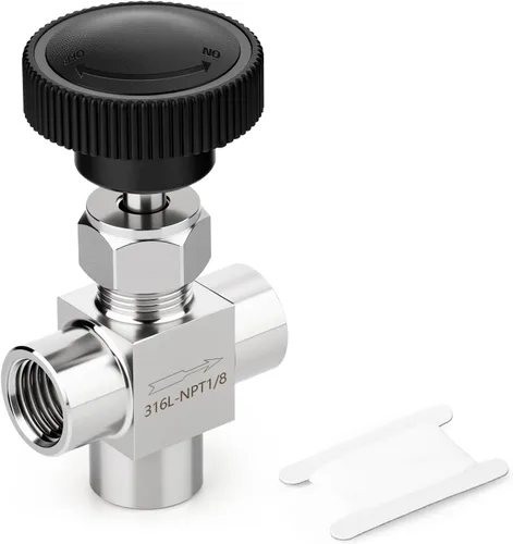 Vista 67 de TAISHER Válvula de aguja de acero inoxidable 316 con mango de rueda 1/2 "NPT macho x 1/2" NPT hembra