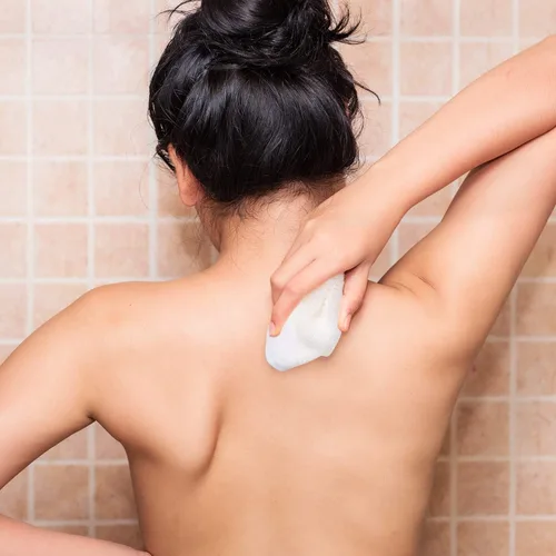 Vista 5 de Tatuo 5 paños exfoliantes para el rostro y el cuerpo, tejido de toalla para el baño, exfoliante, masaje, paño de baño para mujeres y hombres, 10.63