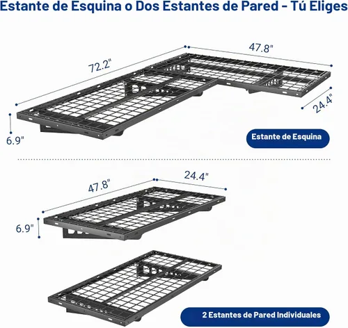 Vista 3 de FLEXIMOUNTS Paquete de 2 estantes esquineros de pared de 2 x 4 pies, color negro