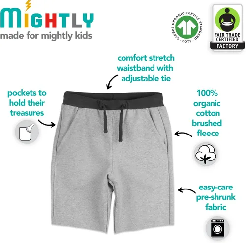 Vista 3 de Mightly Pantalones cortos hasta la rodilla para niños y niñas Ropa de algodón orgánico para niños y niñas, nube azul, 5, Nube azul