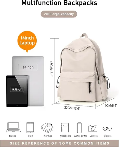 Vista 5 de BJLFS Mochila para mujer, Blanco, Mochilas Daypack