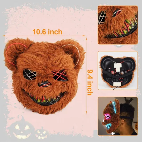 Vista 2 de Halloween Animal Mask,Easter Bear/Rabbit Mask for Party Role Playing Toys Máscara de oso