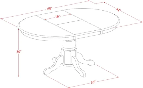 Vista 7 de East West Furniture KENL5-BLK-LC - Juego de mesa y sillas de cocina de 5 piezas, incluye una mesa de comedor ovalada con hoja de mariposa y 4 sillas
