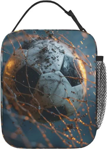 Vista 5 de Lonchera térmica para niños y niñas, bolsa de almuerzo de fútbol para el trabajo, picnic, escuela, viajes, senderismo, playa o pesca, fiambrera