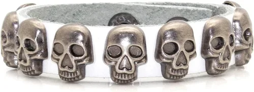Vista 8 de Xusamss Pulsera de cuero con hebilla de aleación punk rock, muñeca de 7.5 pulgadas