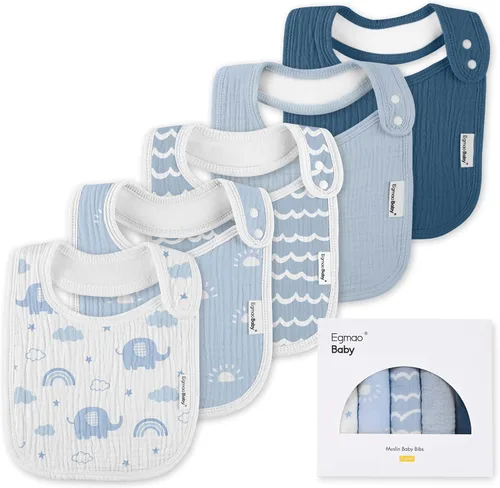 Vista 11 de Baberos de muselina para bebés niños y niñas, babero de muselina orgánica para bebé para babeo y dentición, baberos suaves de bandana para babeo