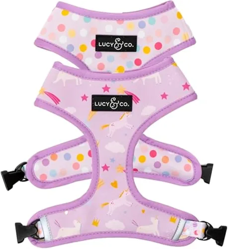 Vista 5 de Lucy & Co. Lindo arnés reversible para perros con cuello halter para caminar, el mejor diseño de arneses para mascotas XS a XL, chaleco acolchado