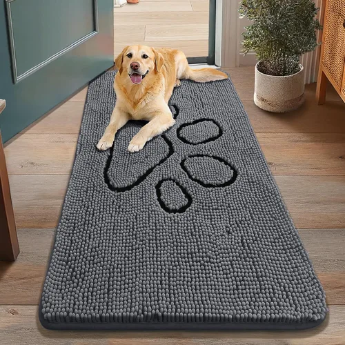 Vista 15 de Smiry Tapete para puerta de perro para patas fangosas, absorbente y Gris y negro