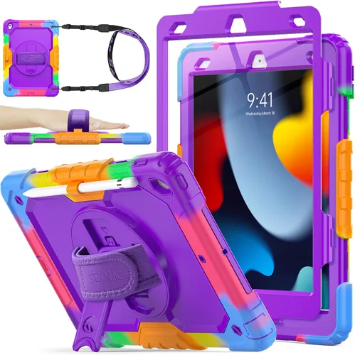 Vista 15 de SEYMAC stock Funda para iPad de 9ª/8ª/7ª generación de 10.2", a prueba de golpes con protector de pantalla, soporte para lápiz