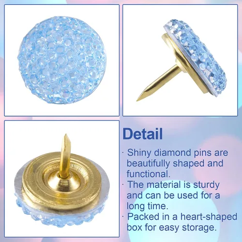 Vista 4 de PAGOW 20 tachuelas para pulgares decorativos con diamantes de imitación de cabeza redonda jumbo, brillantes de cristal, brillantes, brillantes