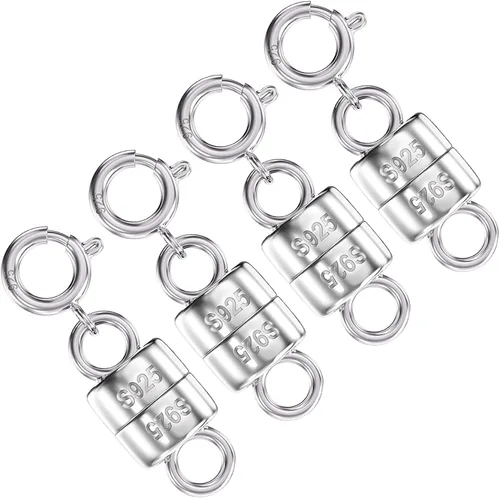Vista 8 de OHINGLT Cierres y cierres magnéticos para collares de plata de ley 925, convertidor de cierre magnético de oro y plata para suministros