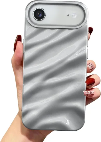 Vista 71 de QLTYPRI Funda compatible con iPhone 11, bonita funda con patrón de ondas de agua para niñas y mujeres, delgada, satinada, brillante, suave, de Beige