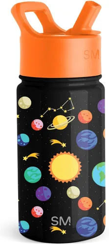 Vista 35 de Simple Modern Botella de agua para niños con tapa con pajilla, vaso aislado de acero inoxidable de 14 onzas para niños y a prueba de derrames