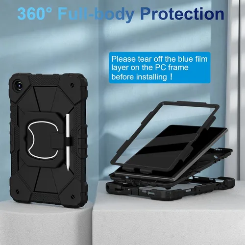 Vista 2 de WESOROL Funda para Galaxy Tab A11 Plus/A9 Plus de 11 pulgadas, a prueba de golpes para tableta Samsung A11+/A9+ con protector de pantalla con Negro