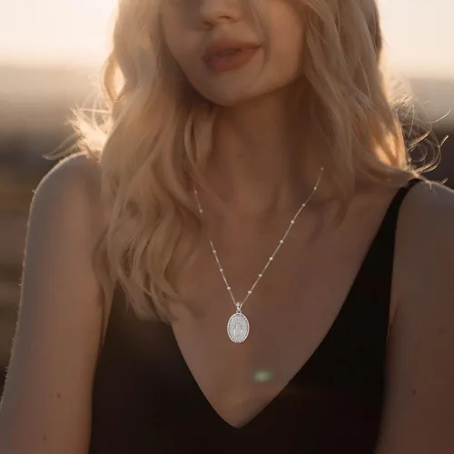 Vista 5 de LOOVE Collar de plata de ley 925 de San MiguelSan CristópaloCrucifijo de JesúsSan BenitoVirgen María milagrosa para hombres y mujeres arcángel