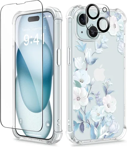 Vista 142 de GVIEWIN - Funda para iPhone 11 con protector de pantalla + protector de lente de cámara, cubierta protectora transparente suave de poliuretano