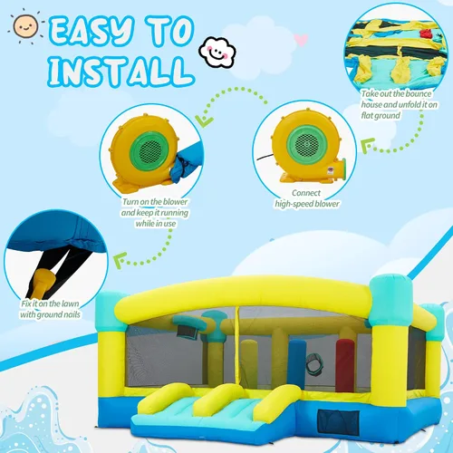 Vista 6 de Big Bounce House - Castillo inflable de rebote de 15 x 14.8 pies para niños de 3 a 12 años, casa hinchable para exteriores/interiores con soplador