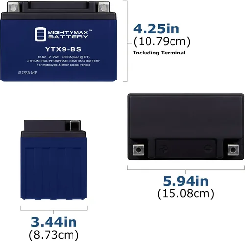 Vista 2 de Mighty Max Battery Batería de litio YTX9-BS sustituye a Kawasaki Z900 Z900RS ABS Cafe 17-19