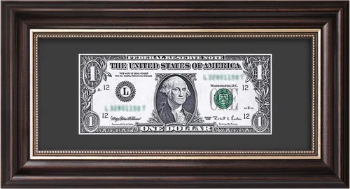 Vista 11 de Marco de billetes de dólar de 4 x 9 con paspartú, soporte de caballete para colgar de mesa o anillo en D, montaje en pared (negro/plateado, 1 unidad)