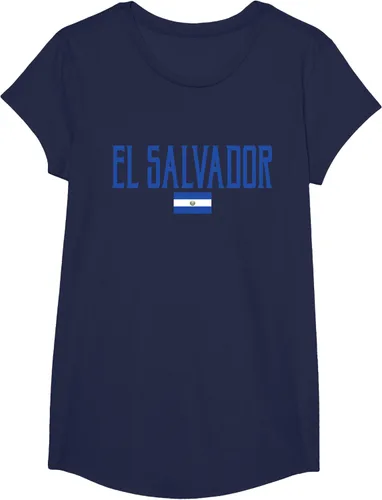 Vista 25 de Camiseta de texto azul con bandera de El Salvador, Negro, S
