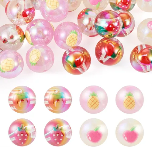 Vista 19 de Craftdady 30 cuentas acrílicas de 0.787 in de goma de mascar de color AB cuentas focales redondas gruesas de burbujas espaciadoras para bolígrafos